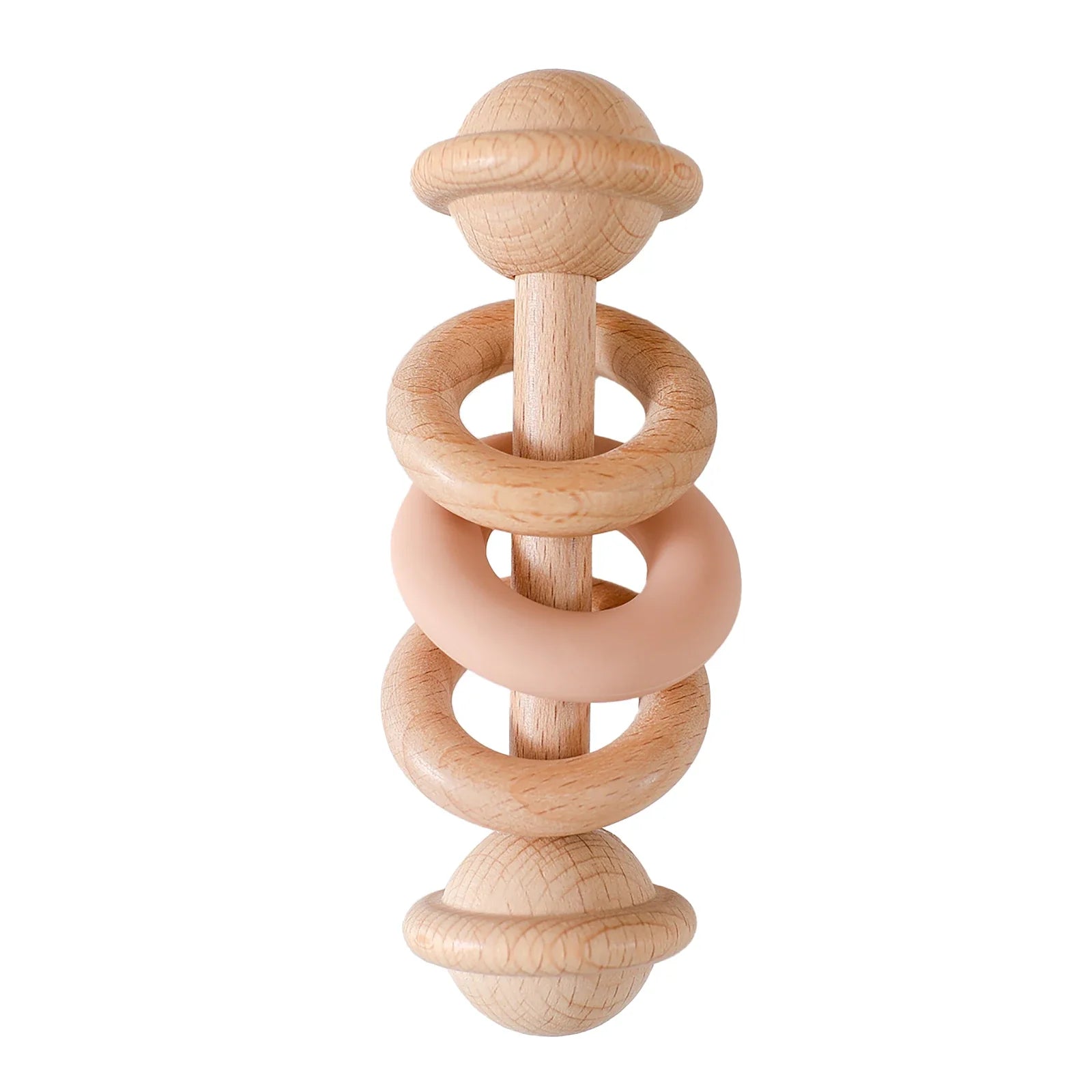 Baby Toys Wooden Rattles Silicone Ring Baby Rattles and Mobiles 0 12 Months Sensory Toys for Baby Wooden Teether for Baby Gifts