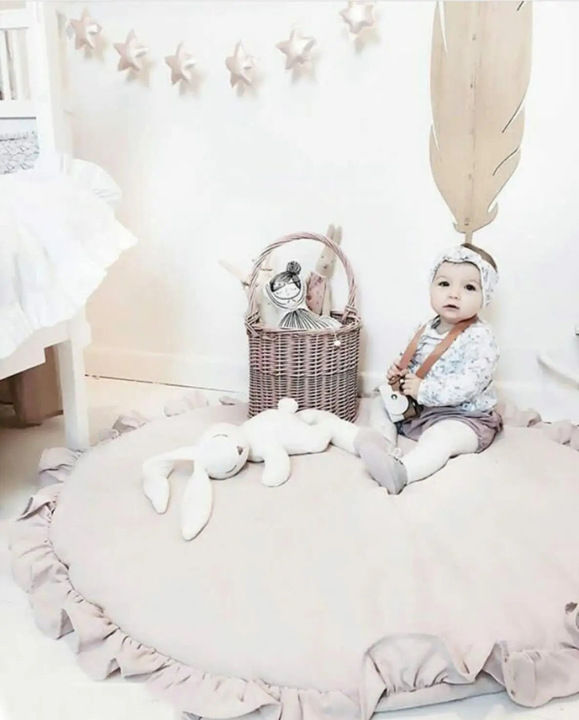 Baby Play Mats Round Floor Soft Cotton Baby Bedding Blanket Lace Crawling Mat Game Pad Toys For Children Room Nursery Decor